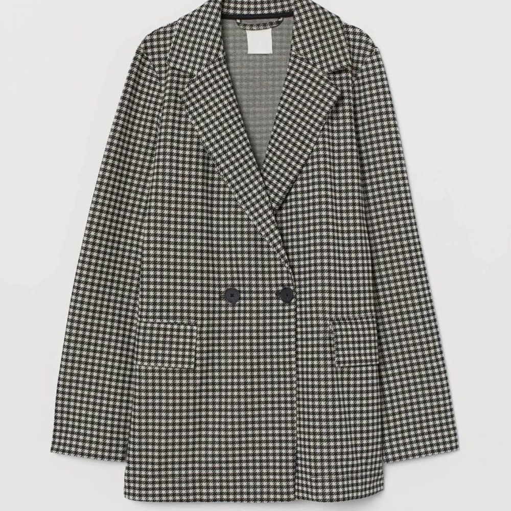 H&M Black and White Checkered Blazer